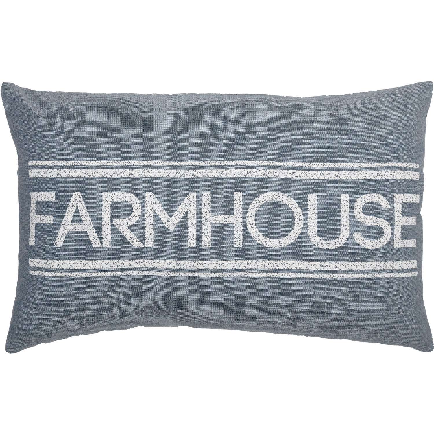 Sawyer Mill Farmhouse Pillow Charcoal, Red & Blue Pillows VHC Brands Blue 