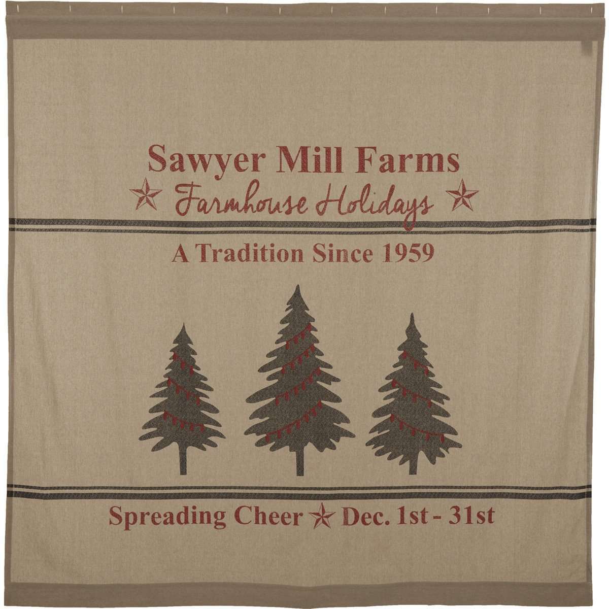 Sawyer Mill Holiday Tree Shower Curtain 72"x72" curtain VHC Brands 