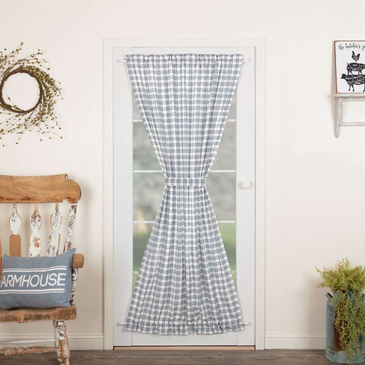 Sawyer Mill Red Plaid Blue/Red/Charcoal Door Panel 72"x40" curtain VHC Brands 