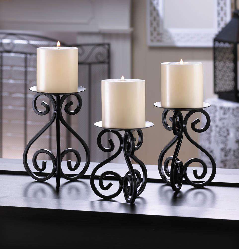 Scrollwork Candle Holders Stand Trio Accent Plus 