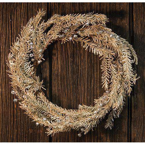 Silver Bell Glitter Pine Wreath Christmas CWI+ 