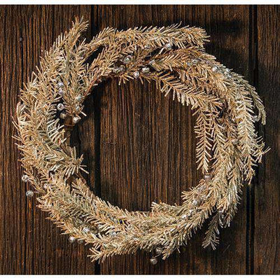 Silver Bell Glitter Pine Wreath