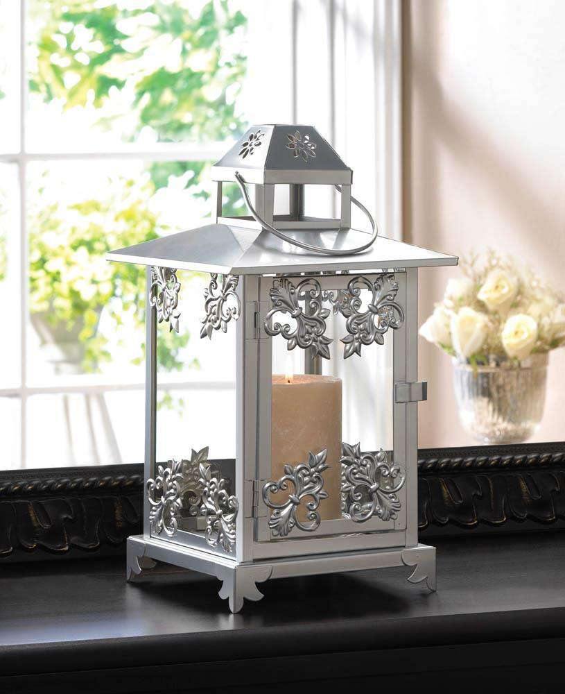 Silver Scrollwork Candle Lantern - The Fox Decor