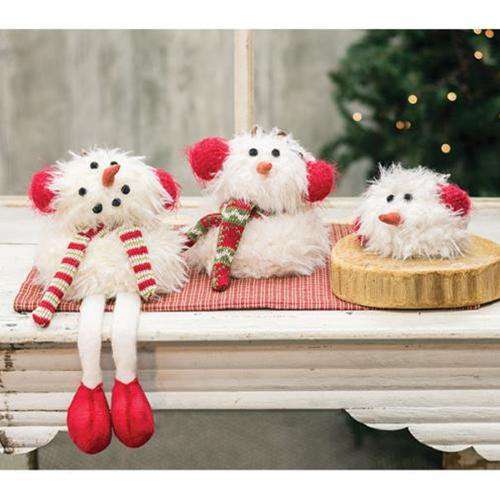 Sitting Furry Snowman w/Long Legs Tabletop & Decor CWI+ 