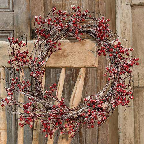 Snowy Red Berry Wreath, 20" Christmas CWI+ 