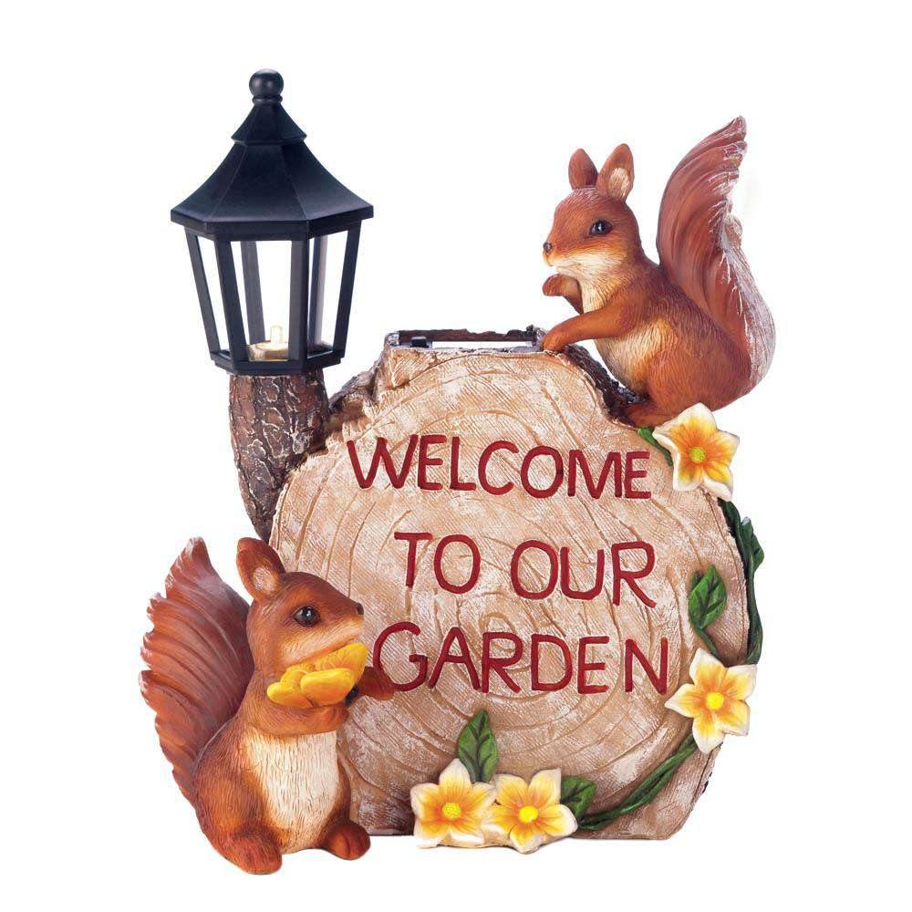 Solar Welcome To Our Garden Squirrels - The Fox Decor