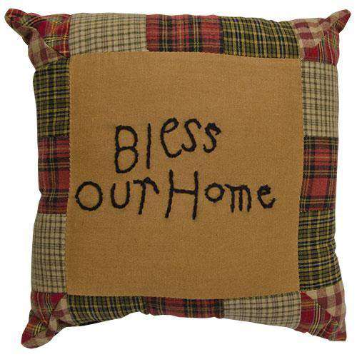 Tea Cabin Bless Our Home Primitive Pillow 10x10 pillows CWI Gifts 