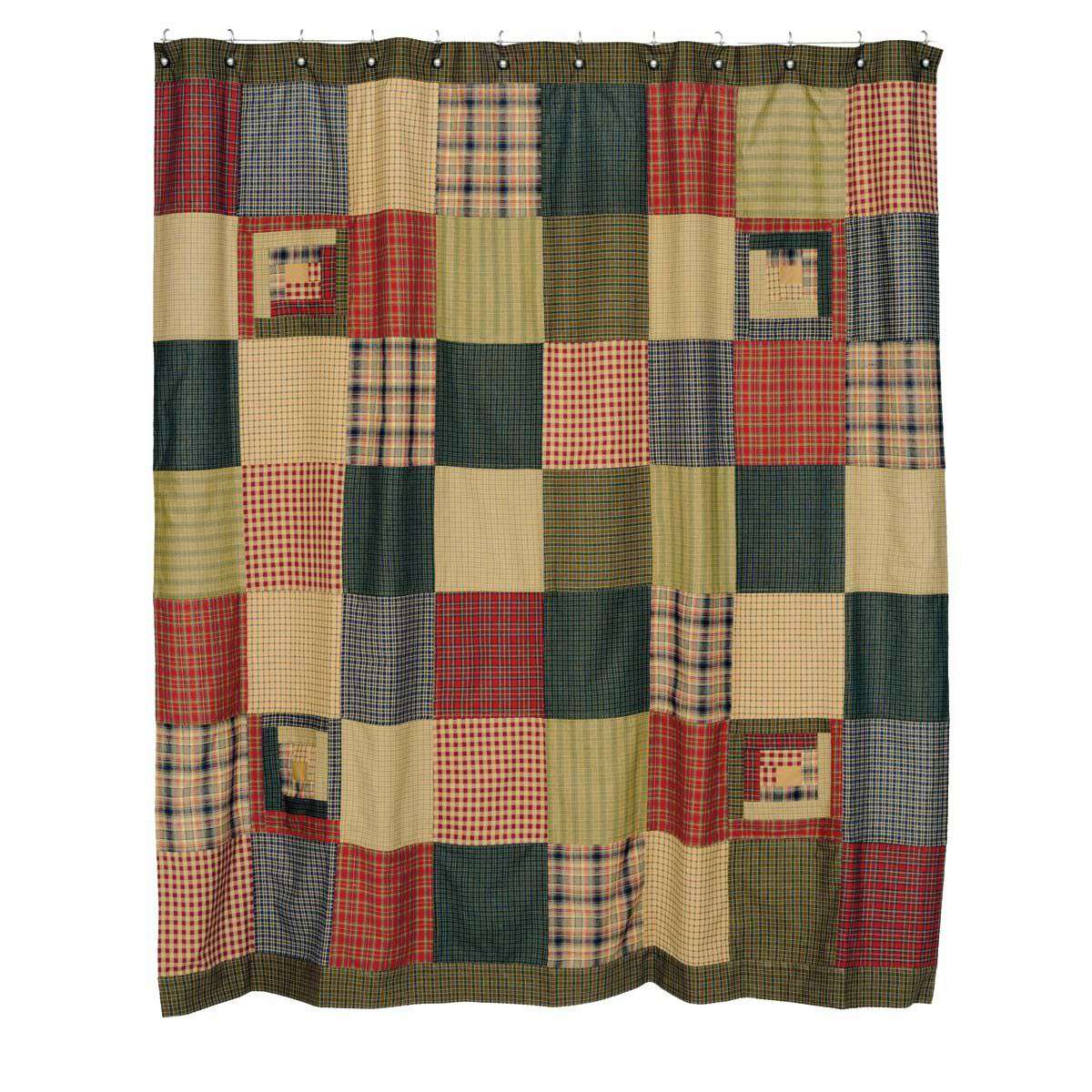 Tea Cabin Shower Curtain Patchwork 72"x72" curtain VHC Brands 