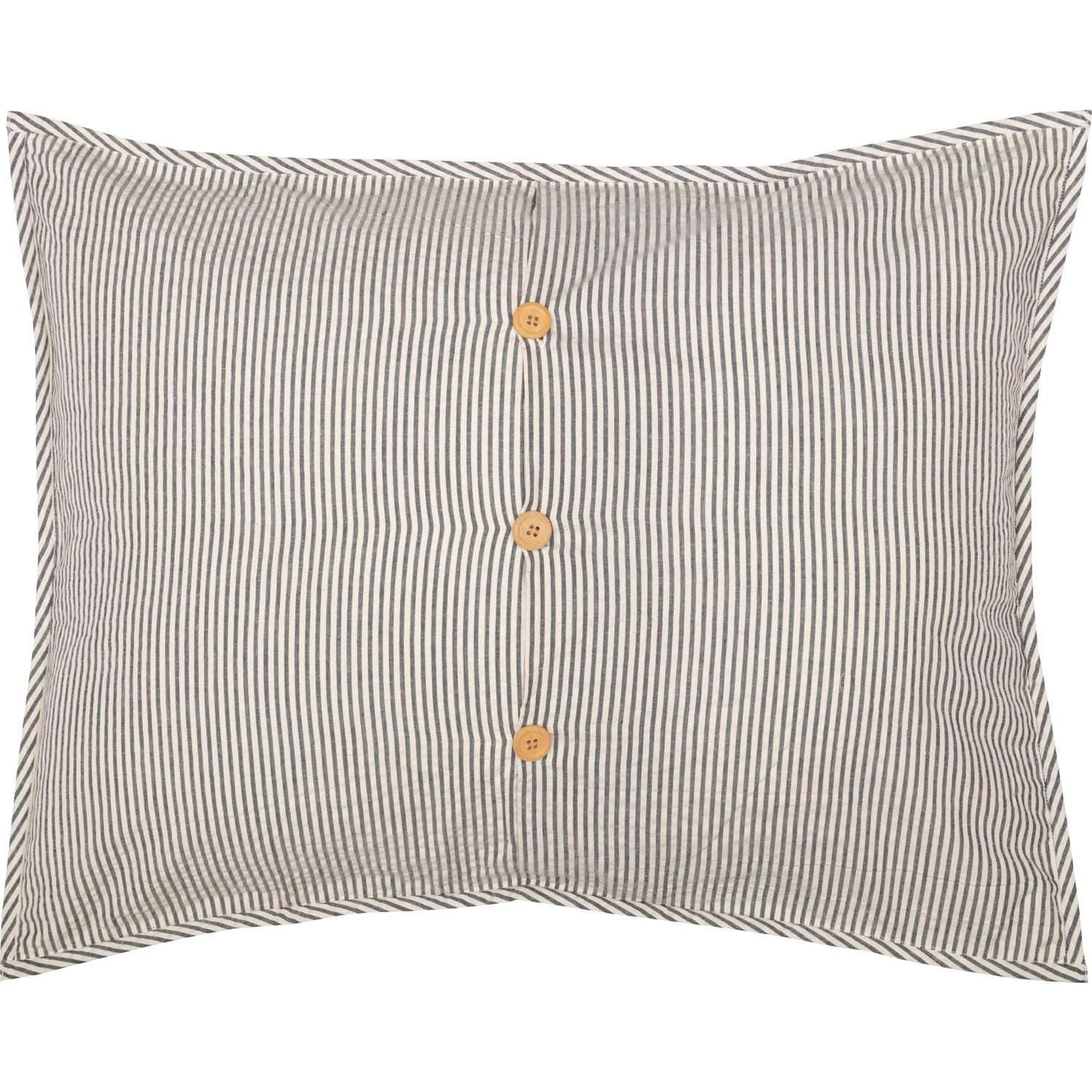 Hatteras Seersucker Blue Ticking Stripe Standard Sham 21x27 VHC Brands - The Fox Decor