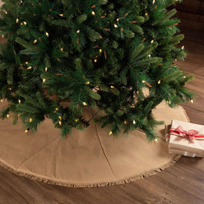 Festive Natural Burlap Christmas Tree Skirt 55 VHC Brands