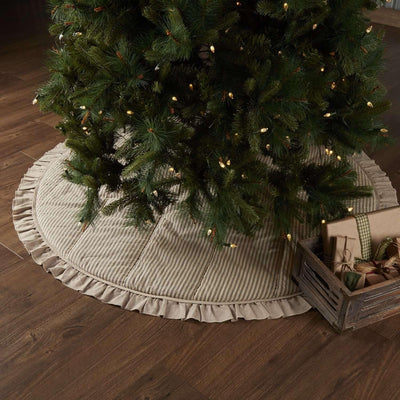 Sawyer Mill Charcoal Ticking Stripe Christmas Tree Skirt 60 VHC Brands