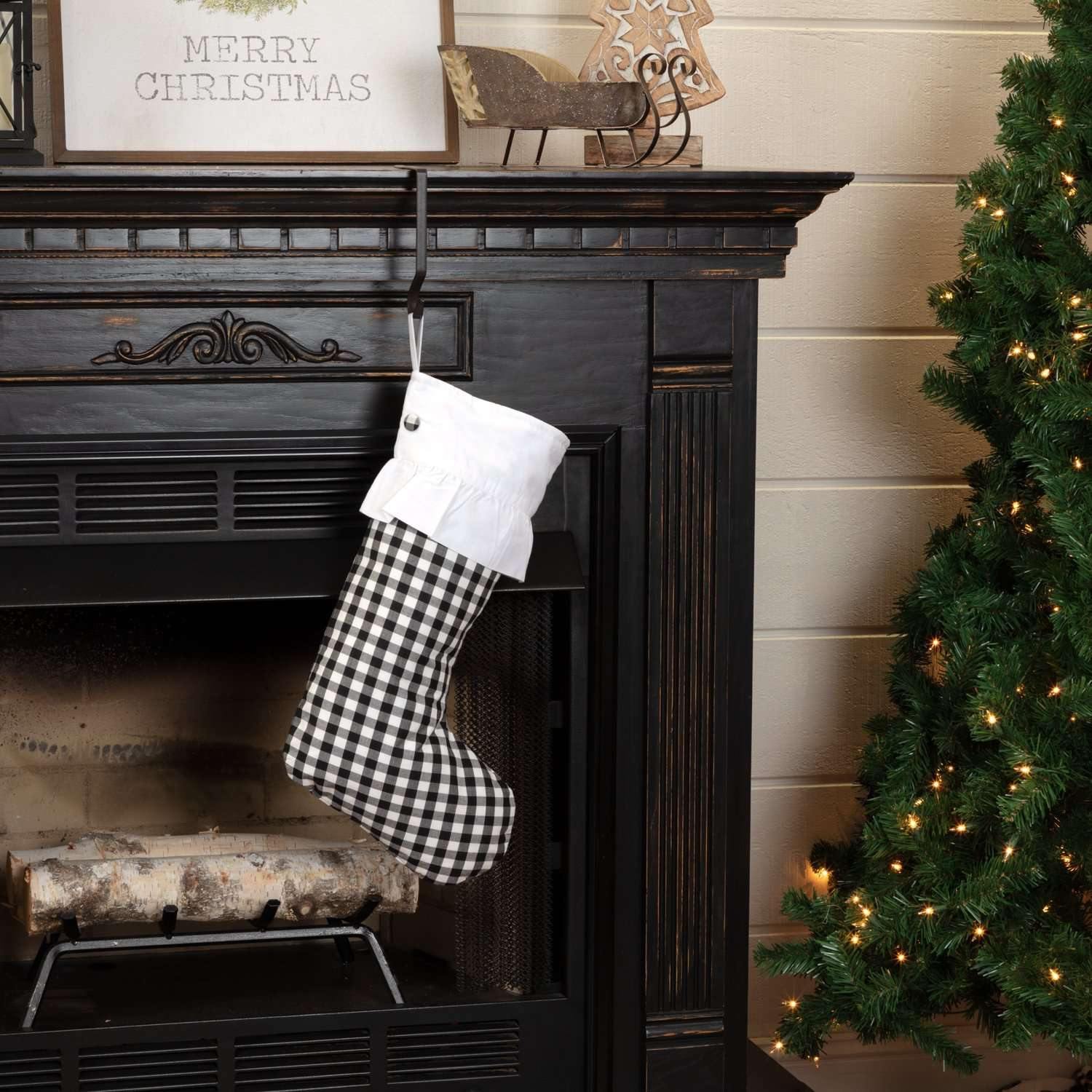 Emmie Black Check Stocking 12x20