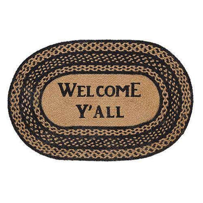 Welcome Y'all Farmhouse Jute Oval Rug