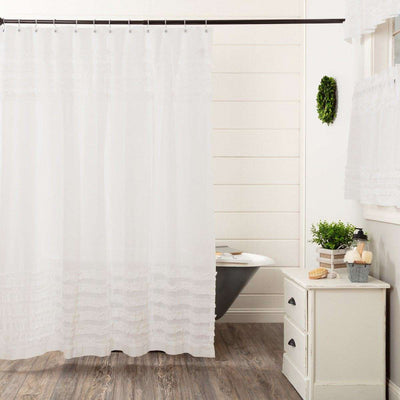 White Ruffled Sheer Petticoat Shower Curtain 72