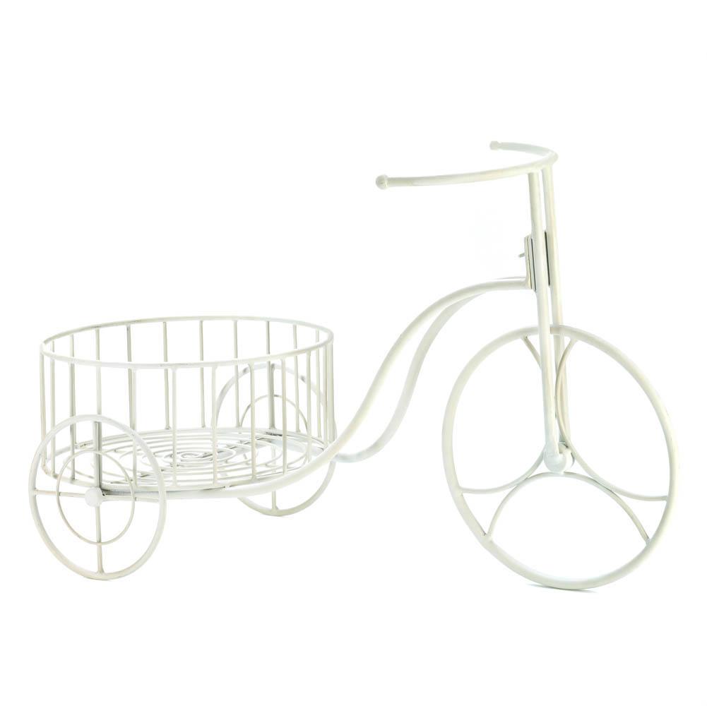 White Tricycle Planter Accent Plus 