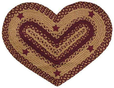 Wine Star Braided Rug - Heart and Oval Shape