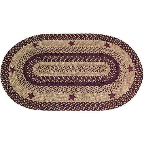 Wine Star Braided Rug - Heart and Oval Shape rug CWI Gifts 27x48 oval 