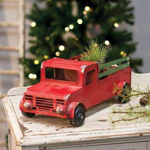 Winter Red Pickup Truck Christmas Decor table tops CWI Gifts 