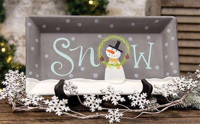 Winter Wreath Snowman Tray