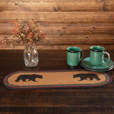 Wyatt Stenciled Bear Jute Braided Table Runner